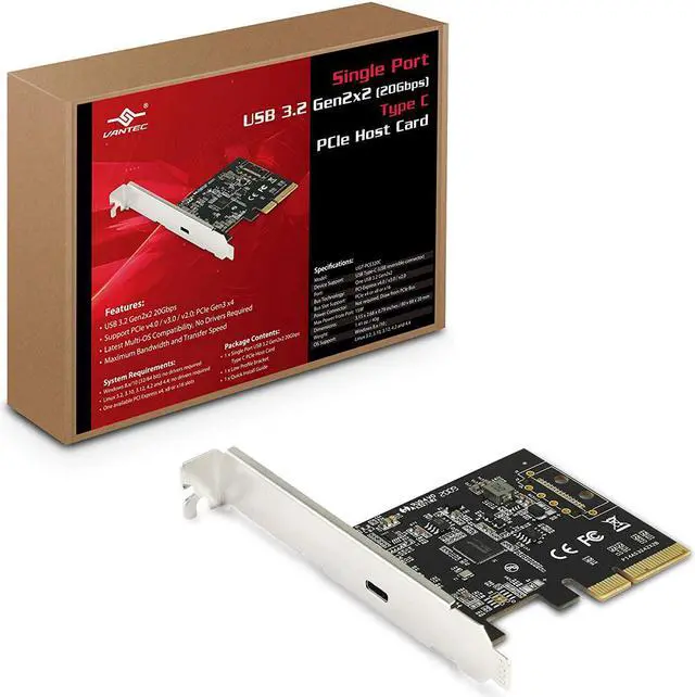Main image of Vantec Single Port Usb 3.2 Gen2X2 20Gbps Type C Pcie Host Card (Ugt-Pce320C)
