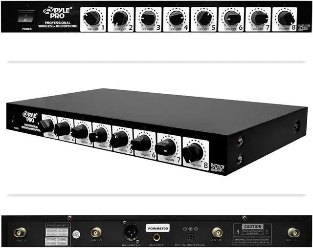 Alt view image 8 of 12 - 8 Channel Wireless Microphone System - Rack Mountable Set W/ 8 Clip Lavalier Lapel & 8 Headset Microphones, Receiver Base, Audio Mixed Balance Output - For Karaoke, Pa, Public Event - Pyle Pdwm8900