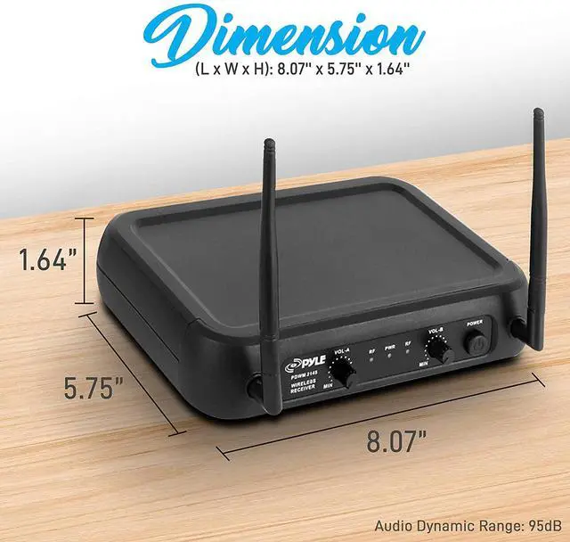 Alt view image 2 of 7 - Pyle Dual Channel Wireless Microphone System - Vhf Fixed Dual Frequency Wireless Mic Receiver Set With 2 Lavalier, 2 Headset Mics, 2 Transmitter, Receiver - For Pa, Karaoke, Dj Party - Pyle Pdwm2145