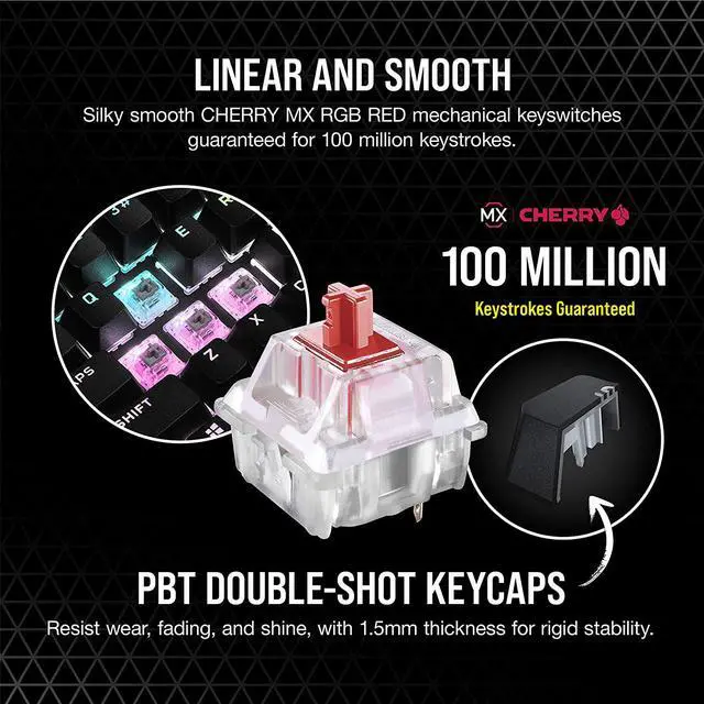 Alt view image 4 of 11 - CORSAIR K65 RGB MINI 60% Mechanical Gaming Keyboard - Customizable Per-Key RGB Backlighting - CHERRY MX Red Mechanical Keyswitches - Detachable USB Type-C Cable - AXON Hyper-Processing Technology
