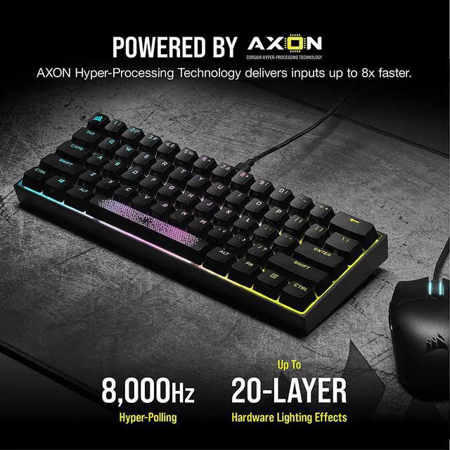 Alt view image 5 of 11 - CORSAIR K65 RGB MINI 60% Mechanical Gaming Keyboard - Customizable Per-Key RGB Backlighting - CHERRY MX Red Mechanical Keyswitches - Detachable USB Type-C Cable - AXON Hyper-Processing Technology