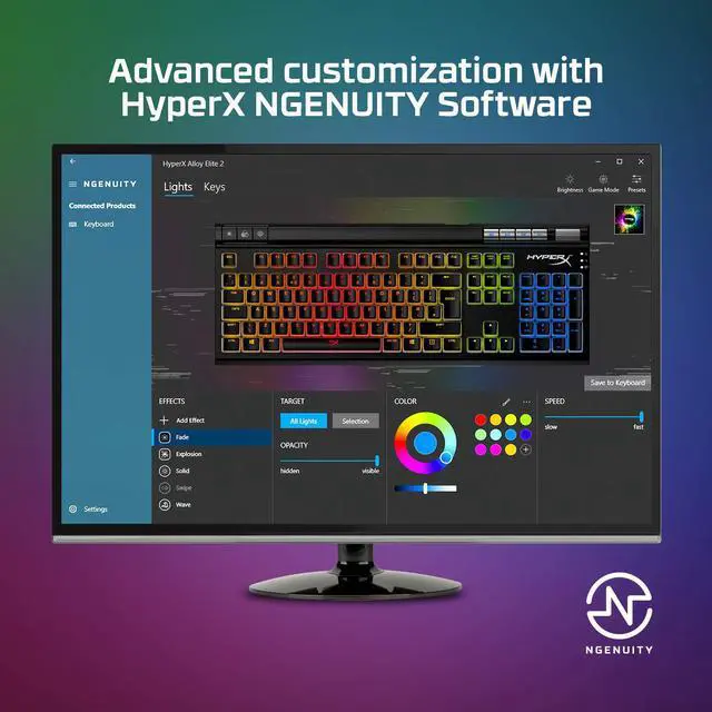 Alt view image 20 of 20 - HyperX Alloy Elite 2 Mechanical Gaming Keyboard, Software-Controlled Light & Macro Customization, ABS Pudding Keycaps, Media Controls, RGB LED Backlit - Linear Switch, HyperX Red