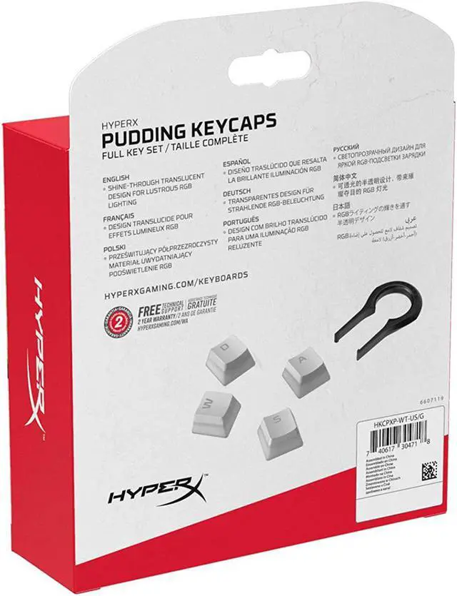 Alt view image 14 of 14 - HyperX Pudding Keycaps - Double Shot PBT Keycap Set with Translucent Layer, for Mechanical Keyboards, Full 104 Key Set, OEM Profile, English (US) Layout – White