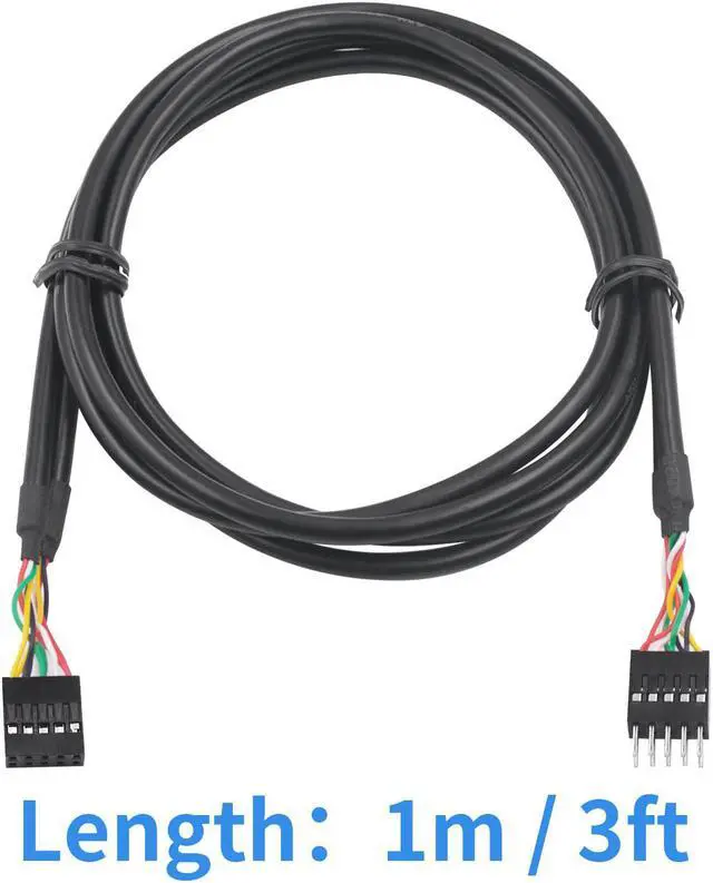Alt view image 7 of 7 - Usb Header Extension Cable, Usb Motherboard Cable, Usb Header 10 Pin Male To Female Header Extender Extension Dupont Jumper Wires Cable 1M 3.3Ft