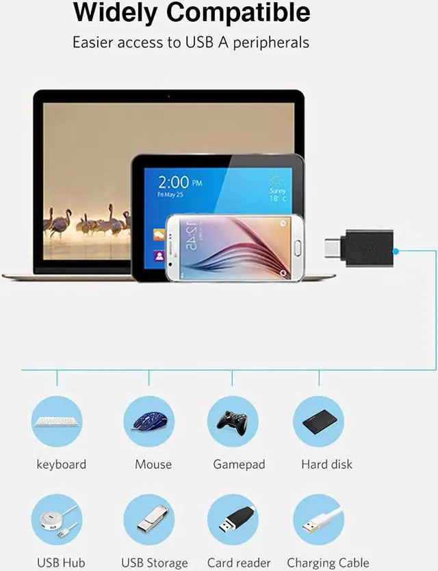 Alt view image 4 of 7 - Usb 3.1 Female To Usb-C Male Adapter 2 Pack, Usb Type-C To Usb 3.1 Female Adapter, Compatible With Macbook Pro, Ipad Air 1010, Ipad Pro, Surface Pro, Xps And More Black