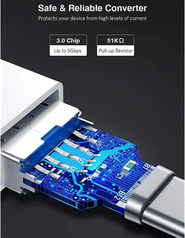 Alt view image 6 of 7 - Usb 3.1 Female To Usb-C Male Adapter 2 Pack, Usb Type-C To Usb 3.1 Female Adapter, Compatible With Macbook Pro, Ipad Air 1010, Ipad Pro, Surface Pro, Xps And More Black