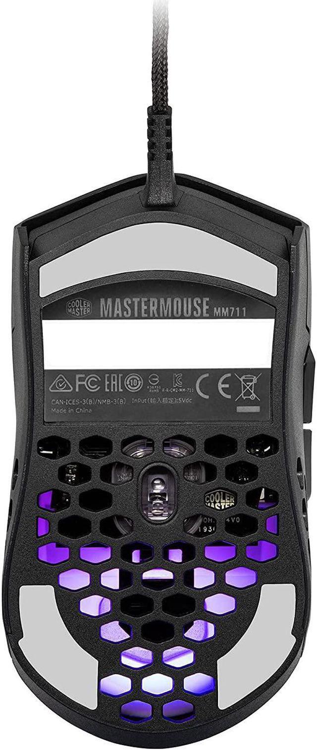Alt view image 7 of 8 - Cooler Master MM711 RGB Gaming Mouse (Matte Black) - 60g Lightweight, Honeycomb Shell, Ultraweave Cable, Pixart 3389 16000 DPI Optical Sensor, and RGB Accents