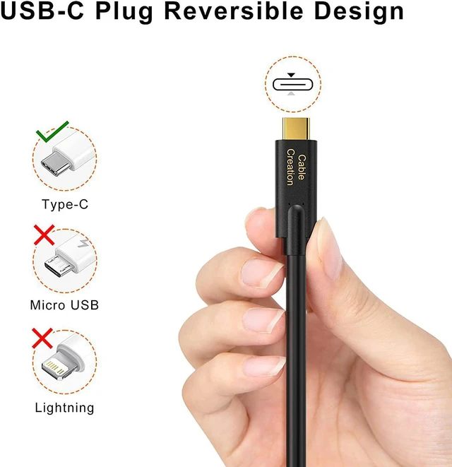 Alt view image 2 of 7 - Cablecreation Short Usb C To Usb C Cable 1Ft, 100W Fast Charging Cable 10Gbps Data Cable Usb3.2 Gen2 Usb3.1 C To C Cable Support 4K Video For Usb C External Ssd Macbook Pro Air Note 10, 0.3M Black