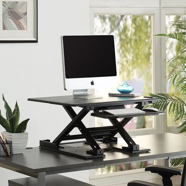 Alt view image 7 of 11 - Lorell LLR99552 Sit-to-Stand Electric Monitor Desk Riser