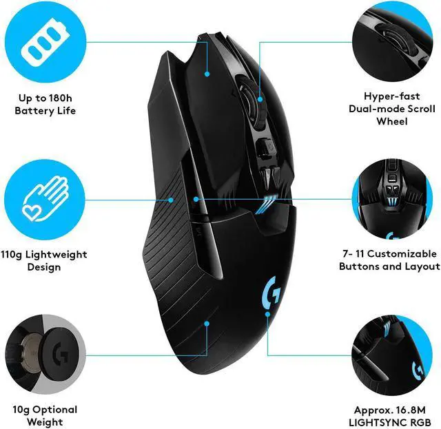 Alt view image 19 of 20 - Logitech 910-005670 G903 LIGHTSPEED Wireless Gaming Mouse