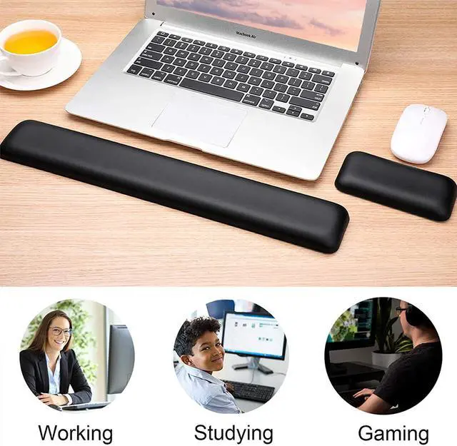 Alt view image 7 of 7 - Leather-Gel Keyboard Wrist Rest And Mouse Wrist Rest Set, Ergonomic Wrist Support Mouse Pad Wrist Pad Relieve Wrist Pain For Full Size Gaming Keyboard And Mouse, Laptop, Computer, Home, Office