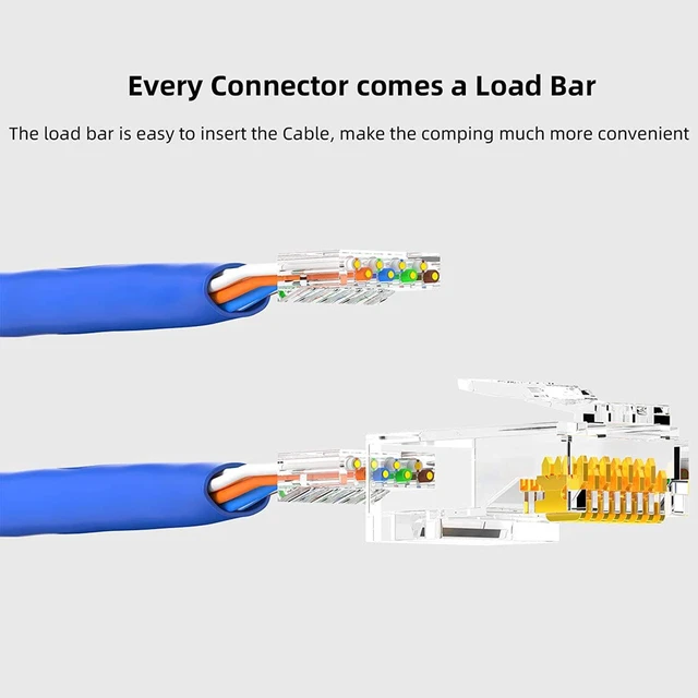 Alt view image 6 of 7 - Utp 50µ Gold-Plated 2 Pieces Suit Cat6 Rj45 Standard Modular Plug 8P8C Connector Crimp End For Ethernet Cable, Bulk Cable 100 - Pack