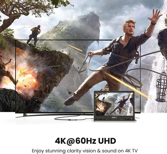 Alt view image 2 of 7 - Ugreen Usb C To Hdmi Adapter Cable 4K 60Hz Aluminum Type C Thunderbolt 3 Converter Male To Female For Ipad Mini 6, Macbook Pro 2019 Samsung Note 10 S10 S9 S8 Plus Imac Lg V50 V30 Xps 15 13 Yoga 900