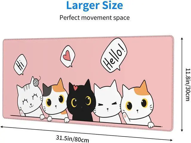 Alt view image 3 of 7 - Pink Cute Kittens Cat Gaming Mouse Pad Large Xl Kawaii Desk Mat Long Extended Pads Big Mousepad For Home Office Decor Accessories
