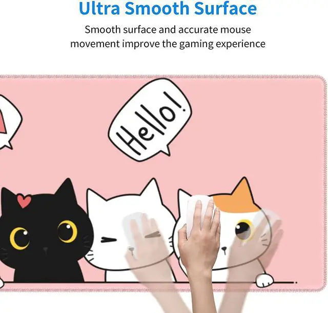 Alt view image 5 of 7 - Pink Cute Kittens Cat Gaming Mouse Pad Large Xl Kawaii Desk Mat Long Extended Pads Big Mousepad For Home Office Decor Accessories