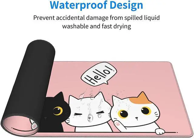 Alt view image 4 of 7 - Pink Cute Kittens Cat Gaming Mouse Pad Large Xl Kawaii Desk Mat Long Extended Pads Big Mousepad For Home Office Decor Accessories