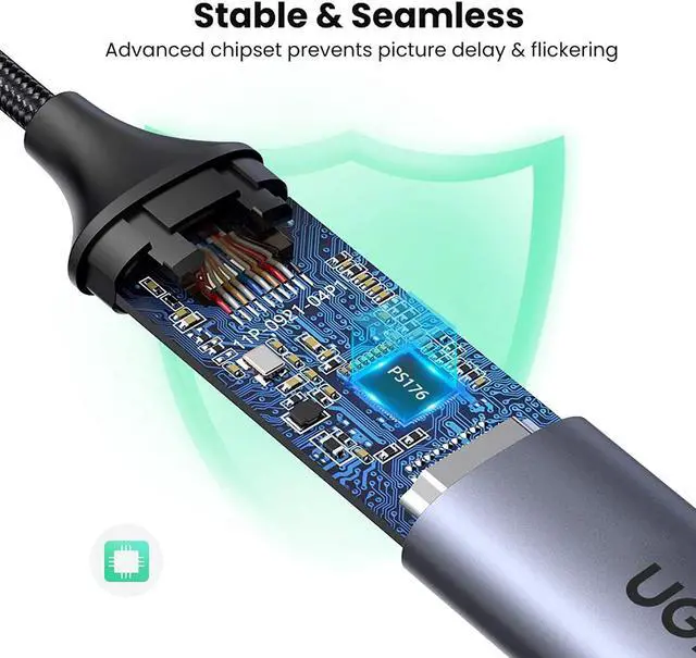 Alt view image 4 of 7 - Ugreen Usb C To Hdmi Adapter Cable 4K 60Hz Aluminum Type C Thunderbolt 3 Converter Male To Female For Ipad Mini 6, Macbook Pro 2019 Samsung Note 10 S10 S9 S8 Plus Imac Lg V50 V30 Xps 15 13 Yoga 900