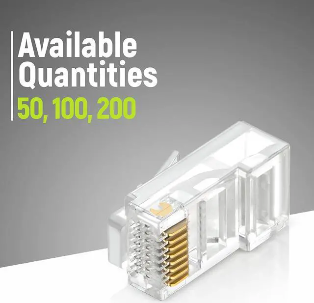 Alt view image 5 of 7 - Rj45 Cat6 Pass Through Connectors - Pack Of 100 Ez To Crimp Modular Plug For Solid Or Stranded Utp Network Cable Male Ethernet Connector End