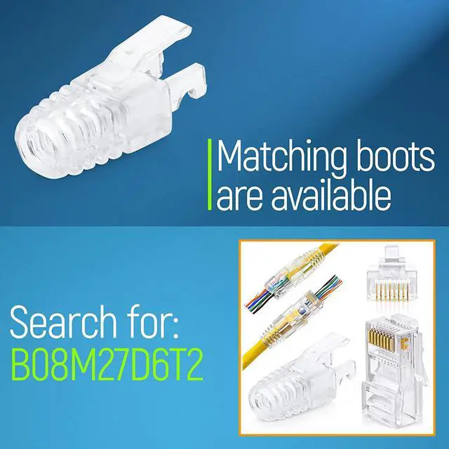 Alt view image 7 of 7 - Rj45 Cat6 Pass Through Connectors - Pack Of 100 Ez To Crimp Modular Plug For Solid Or Stranded Utp Network Cable Male Ethernet Connector End
