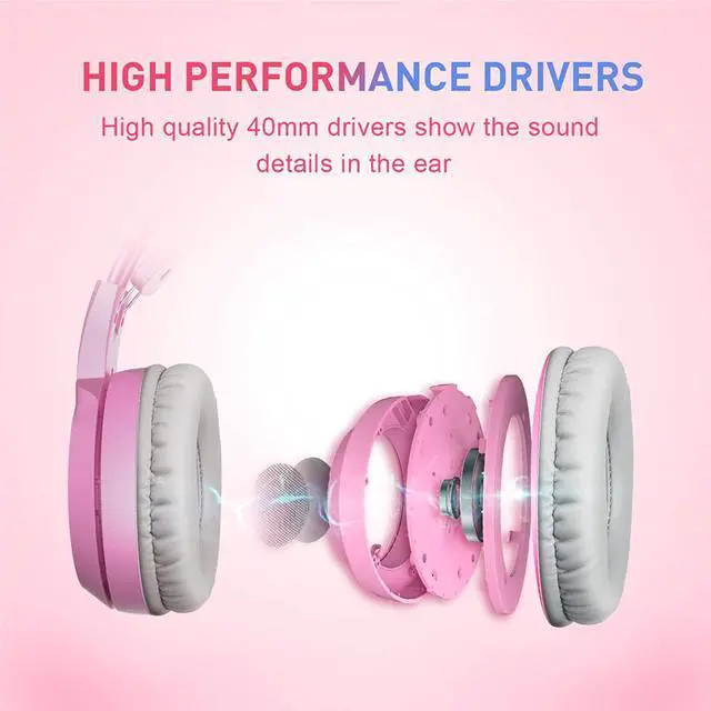 Alt view image 11 of 14 - SOMIC G951pink Gaming Headset For PC, PS4, Laptop: 7.1 Virtual Surround Sound Detachable Cat Ear Headphones LED, USB, Lightweight Self-adjusting Over-Ear Headphones For Girlfriend Women