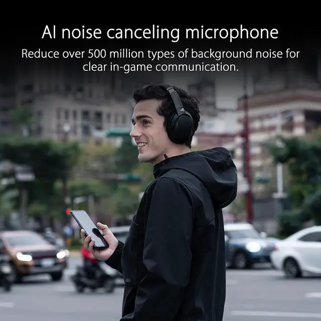 Alt view image 5 of 6 - Asus Rog Strix Go Bt Gaming Headset Ai Noise-Canceling Microphone, Hi-Res Audio, Active Noise Cancellation, Bluetooth, 3.5Mm, Compatible With Laptop, Ps5, Nintendo Switch And Smart Devices