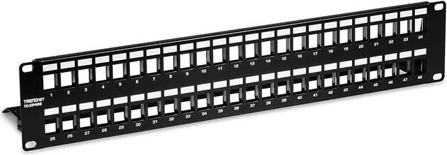 Alt view image 13 of 20 - TRENDnet 48-Port Blank Keystone Shielded 2U HD Patch Panel, TC-KP48S, 2U 19" Metal Rackmount Housing, Network Management Panel, Recommended with TC-K06C6A Cat6A Keystone Jacks (sold separately)