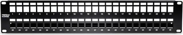 Alt view image 17 of 20 - TRENDnet 48-Port Blank Keystone Shielded 2U HD Patch Panel, TC-KP48S, 2U 19" Metal Rackmount Housing, Network Management Panel, Recommended with TC-K06C6A Cat6A Keystone Jacks (sold separately)