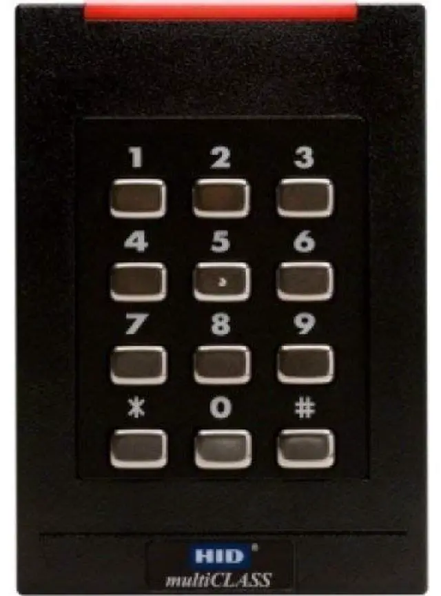 Alt view image 3 of 4 - HID 921PTNNEK00000 RPK40 multiCLASS Keypad Reader (Reader, Keypad, STD PROX, Wiegand, Pigtail, Black)