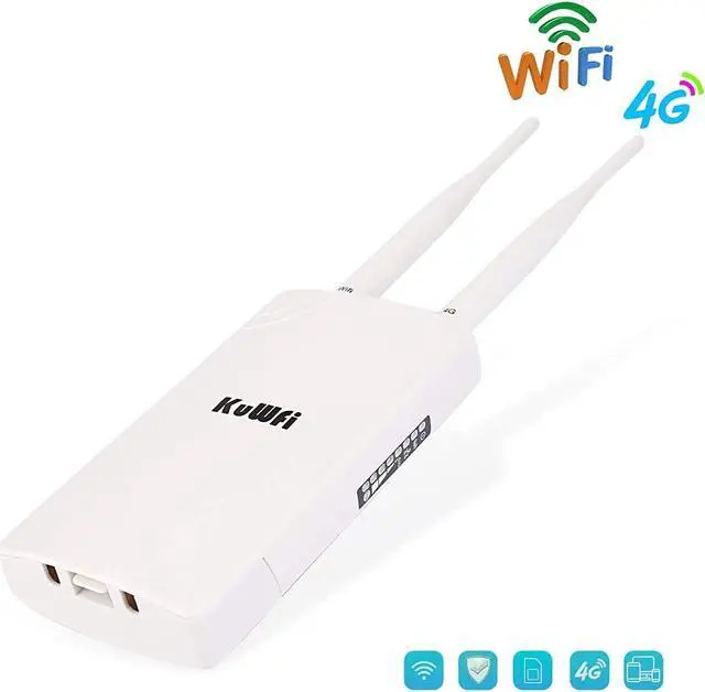 Alt view image 15 of 20 - KuWFi Waterproof Outdoor 4G LTE CPE SIM Card WiFi Router 150Mbps CAT4 SIM LTE Routers Work with IP Camera or Outside WiFi Coverage with 2pcs Antenna Only Work with SIM Card Mode