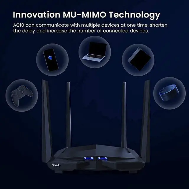 Alt view image 12 of 14 - TENDA TECHNOLOGY AC10U AC1200 DUAL-BAND GB WIFI ROUTER