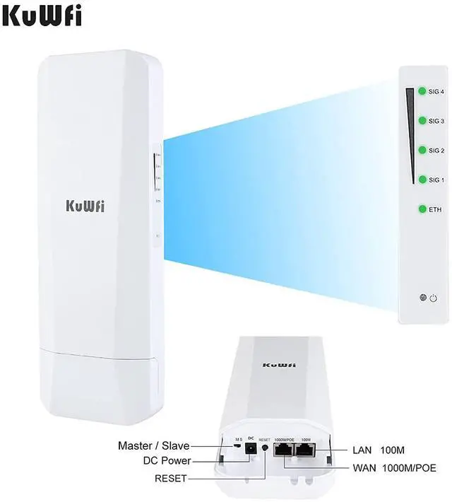 Alt view image 11 of 14 - Gigabit Wireless Bridge, KuWFi 900Mbps 5.8G Outdoor WiFi Bridge Point to Point 5KM Transmitter with14dBi High Gain Antenna and Gigabit RJ45 Port IP65 Waterproof 2-Pack