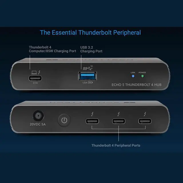 Alt view image 5 of 13 - Sonnet Echo 5 Thunderbolt 4 Hub