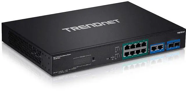 Alt view image 4 of 11 - TRENDnet 12-Port Gigabit PoE+ Smart Surveillance Switch with 8 x Gigabit PoE+ Ports; TPE-3012LS; 2 x Gigabit Ports; 2 x SFP Slots; 110W PoE Budget; Long Range PoE+; VLAN; QoS; LACP; ONVIF