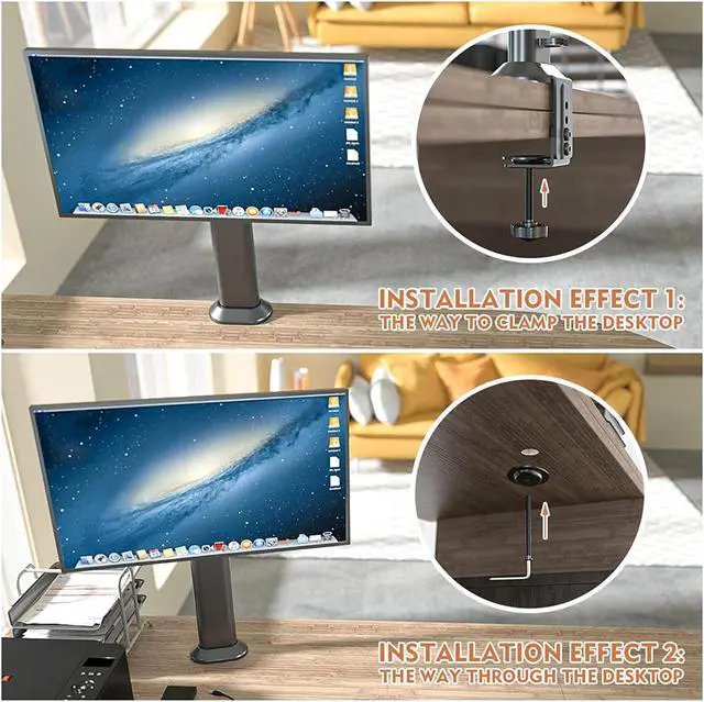 Alt view image 4 of 7 - Single Desk Monitor Arm Mount Stand Fit For 13 Inch To 32 Inch Flat Curved Computer Screen With Swivel, Height Adjustable, Rotation,Holds Up To 77Lbs, Black