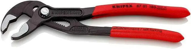 Alt view image 6 of 11 - KNIPEX 87 01 180 SBA 7 1/4 in V-Jaw Water Pump Plier Serrated, Plastic Grip