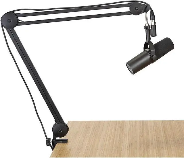 Alt view image 6 of 7 - Deluxe Desk-Mounted Broadcast Microphone Boom Stand For Podcasts & Recording (Gfwmicbcbm2000)