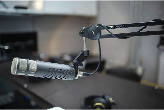 Alt view image 7 of 7 - Deluxe Desk-Mounted Broadcast Microphone Boom Stand For Podcasts & Recording (Gfwmicbcbm2000)
