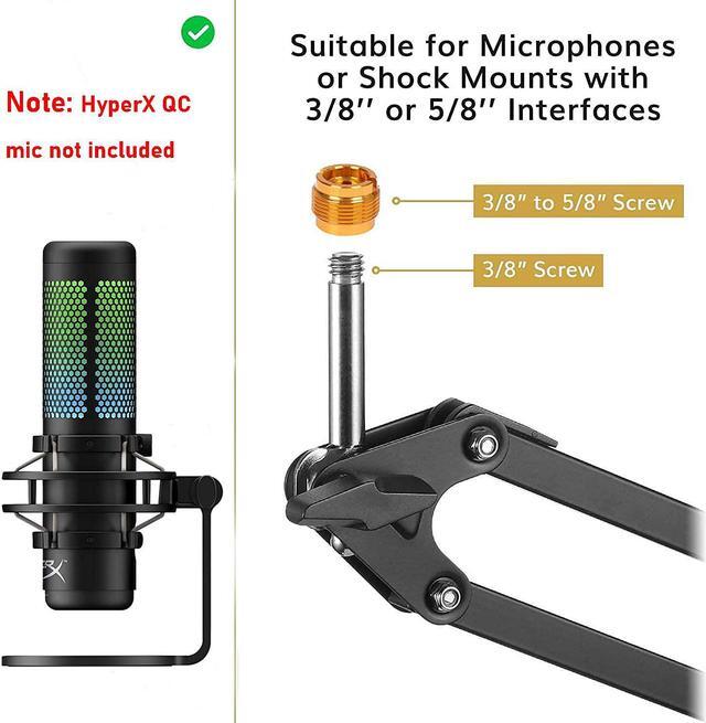 Alt view image 3 of 7 - Boom Arm For Hyperx Quadcast Microphone, Adjustable Suspension Mic Scissor Stand, For Studio Recording & Broadcasting Compatible With Hyper X Quad Cast S Solocast Streaming Mic By