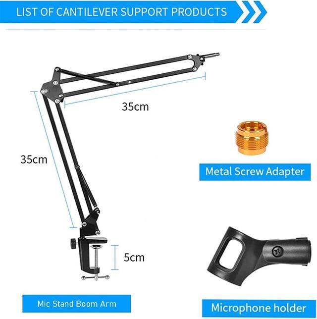 Alt view image 6 of 7 - Boom Arm For Hyperx Quadcast Microphone, Adjustable Suspension Mic Scissor Stand, For Studio Recording & Broadcasting Compatible With Hyper X Quad Cast S Solocast Streaming Mic By
