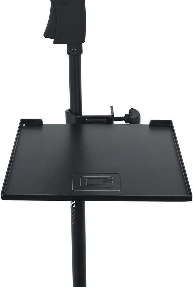 Alt view image 2 of 7 - Cases Microphone Stand Clamp-On Utility Shelf 9" X 9" Surface Area With 10 Pound Weight Capacity, (Gfw-Shelf0909)
