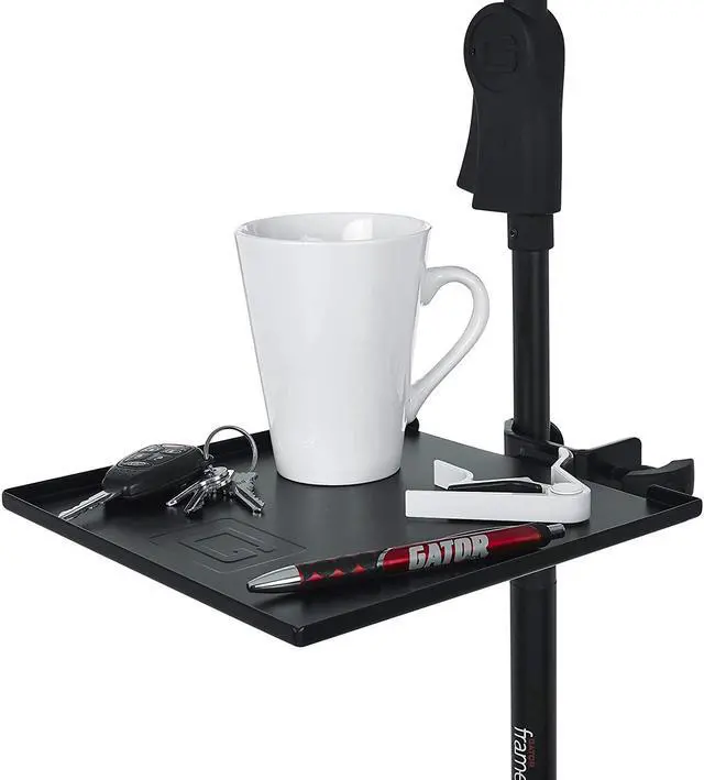 Alt view image 5 of 7 - Cases Microphone Stand Clamp-On Utility Shelf 9" X 9" Surface Area With 10 Pound Weight Capacity, (Gfw-Shelf0909)