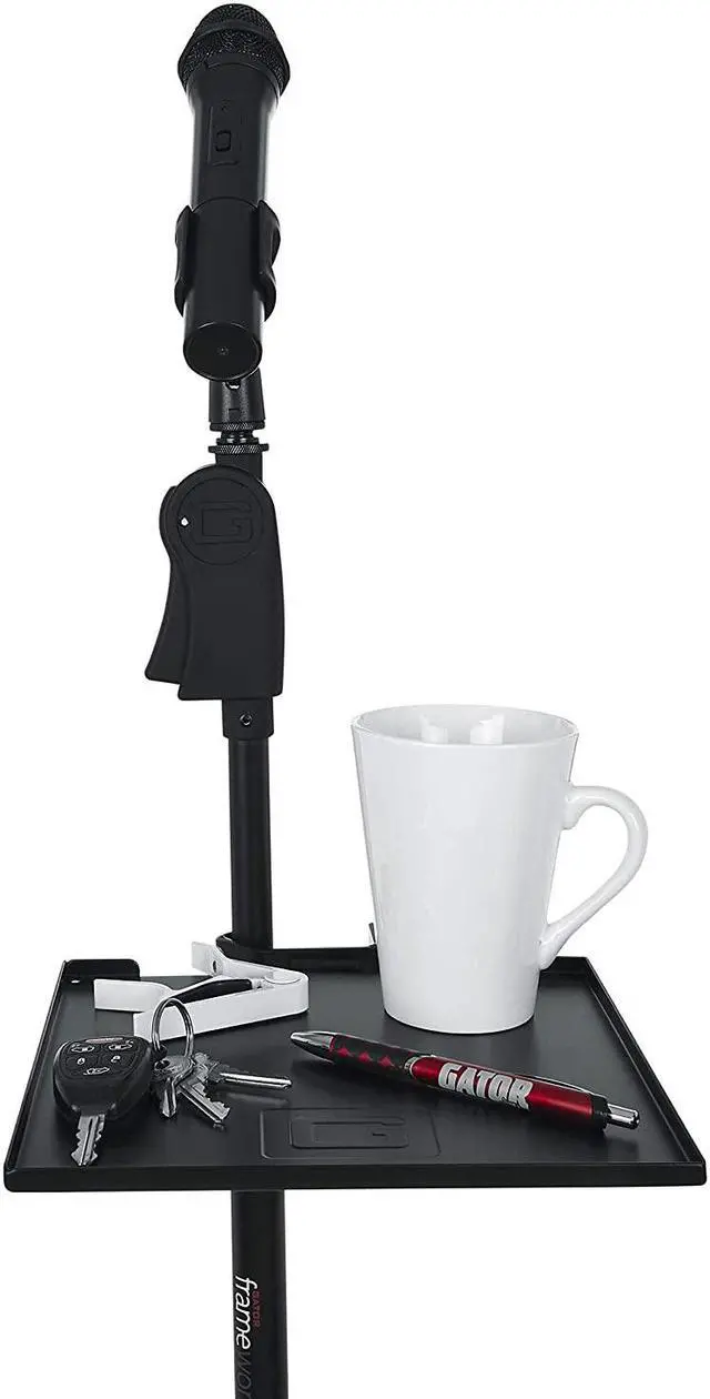 Alt view image 6 of 7 - Cases Microphone Stand Clamp-On Utility Shelf 9" X 9" Surface Area With 10 Pound Weight Capacity, (Gfw-Shelf0909)