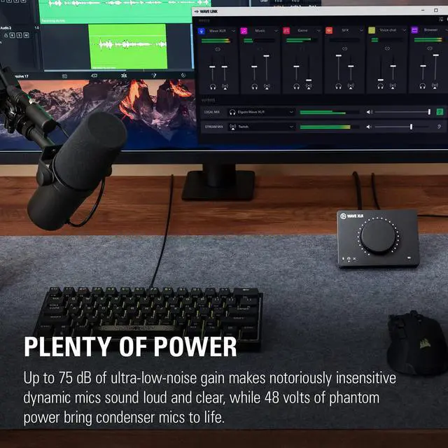 Alt view image 11 of 20 - Elgato Wave XLR – Mic Interface, XLR/USB-C, Anti-Clipping, 75 dB preamp, Phantom Power, Direct Monitor, Touch Mute, Wave Link Digital Mixing app Black 10MAG9901