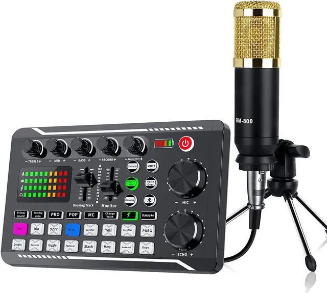 Alt view image 2 of 7 - Podcast Equipment Bundle, Audio Interface With Dj Mixer And Sound Mixer, Portable All-In-One Podcast Production Studio With Condenser Microphone For Guitar, Live Streaming, Pc, Recording And Gaming