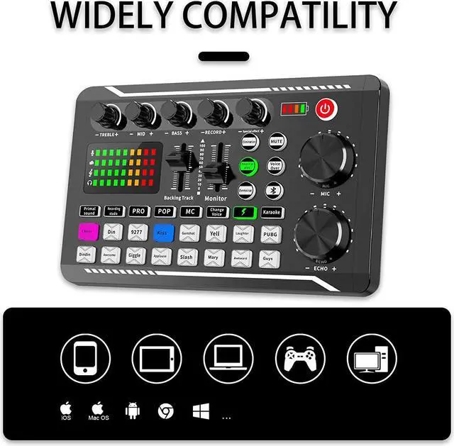 Alt view image 6 of 7 - Podcast Equipment Bundle, Audio Interface With Dj Mixer And Sound Mixer, Portable All-In-One Podcast Production Studio With Condenser Microphone For Guitar, Live Streaming, Pc, Recording And Gaming