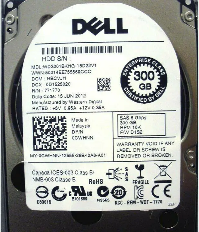 Alt view image 7 of 17 - DELL Cwhnn 300Gb 10000Rpm 32Mb Buffer Sas6Gbits 2.5Inch Hard Disk Drive With Tray For Poweredge And Amp Powervault Server