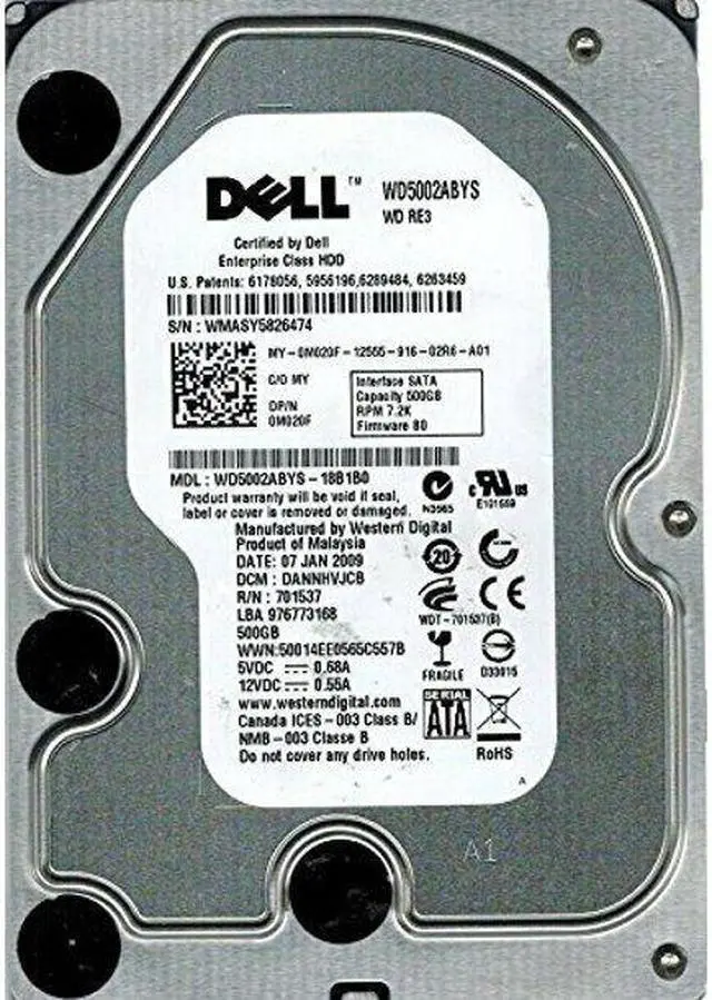 Alt view image 2 of 4 - Dell-IMSourcing M020F 500 GB Hard Drive - 3.5" Internal - SATA (SATA/150)