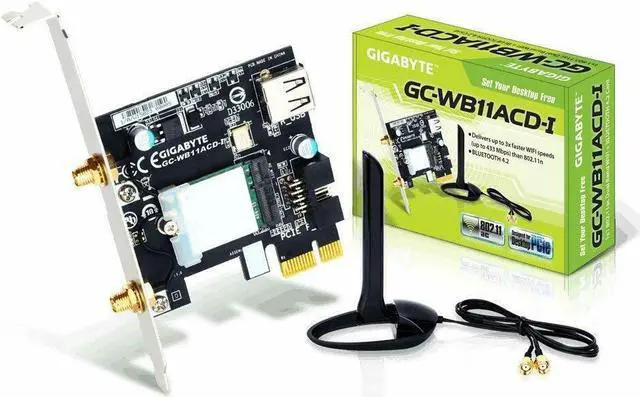 Main image of Gigabyte WiFi 802.11AC Bluetooth 4.2 GC-WB11ACD-I Wireless PCI Express Card