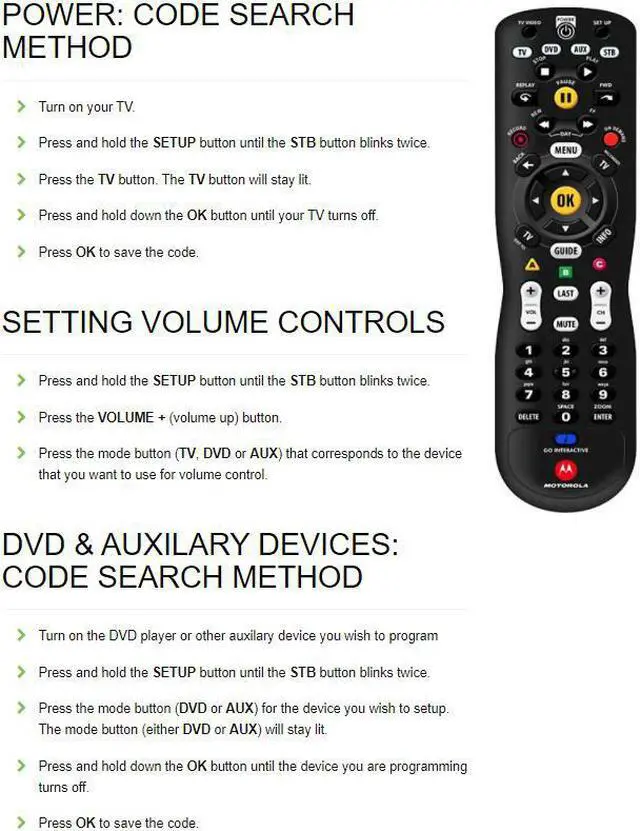 Alt view image 4 of 5 - UNIVERSAL MOTOROLA TV DVD AUX STB REMOTE CONTROL URC62440 w/ Batteries