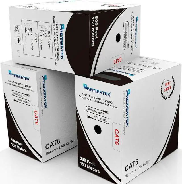 Alt view image 4 of 4 - 500ft CAT6 UV Shielded FTP Waterproof Outdoor Direct Burial Network LAN Cable